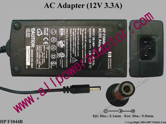 HP AC Adapter- Laptop 12V 3.3A, 5.5/2.1mm, C14