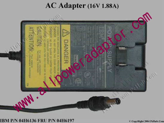 IBM Thinkpad Series AC Adapter- Laptop 04H6197, Tip-C, 2-pin US