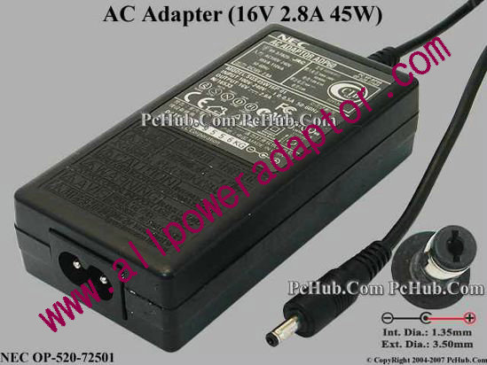 NEC AC Adapter ADP60, 16V 2.8A, (1.35/3.50mm)