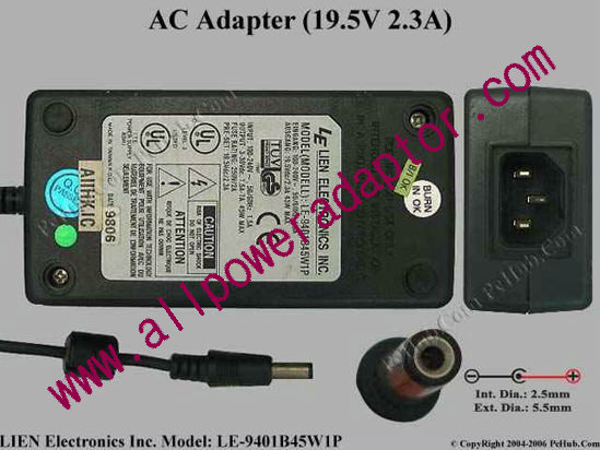 LIEN Electronics LE-9401B45W1P AC Adapter 19.5V 2.3A