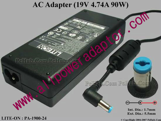 LITE-ON PA-1900-24 AC Adapter 19V 4.74A, 5.5/1.7mm, 3-Prong