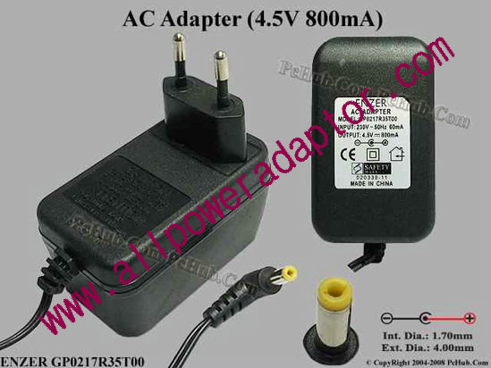 ENZER GP0217R35T00 AC Adapter- Laptop 4.5V 0.8A