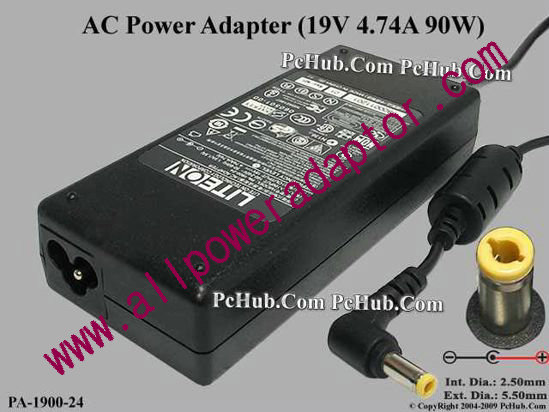 LITE-ON PA-1900-24 AC Adapter 19V 4.74A, 5.5/2.5mm, 3-Prong