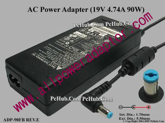 Delta Electronics ADP-90FB REV.E AC Adapter- Laptop 19V 4.74A, 5.5/1.7mm, 2-Prong