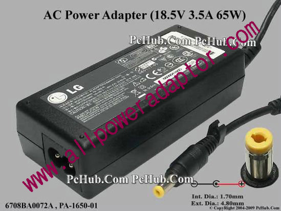 LG AC Adapter- Laptop 18.5V 3.5A, 4.8/1.7mm, 2-Prong