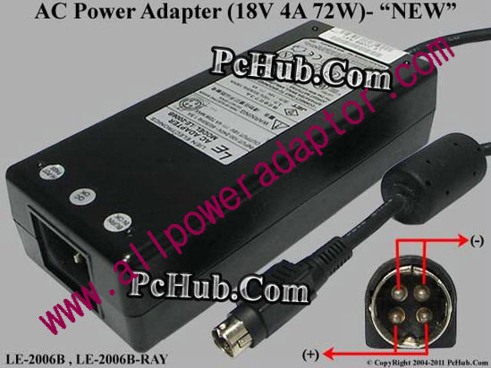 Other Brands Lien Electronics AC Adapter 13V-19V 18V 4A, 4-pin DIN, (IEC C14), NEW