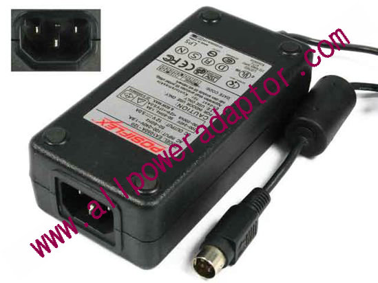 Other Brands Posiflex AC Adapter 12V 5A, 4-Pin DIN, C14