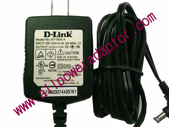 D-Link AF1805-A AC Adapter - NEW Original 5V 2.5A, 5.5/2.1mm, US 2-Pin, New