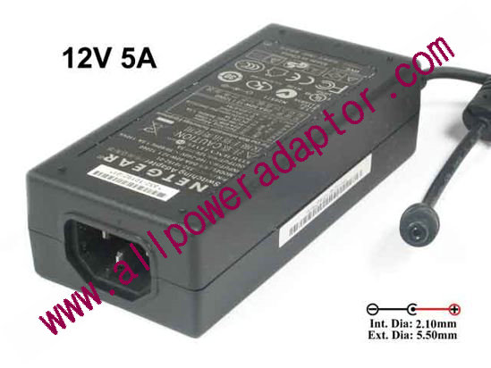 NETGEAR 330-10172-01 AC Adapter - NEW Original 12V 5A, 5.5/2.1mm, C14, New