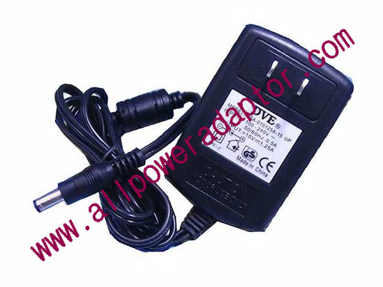 DVE DSA-015125A-15 AC Adapter 13V-19V 15V 1.25A, 5.5/2.1mm, US 2-Pin, New