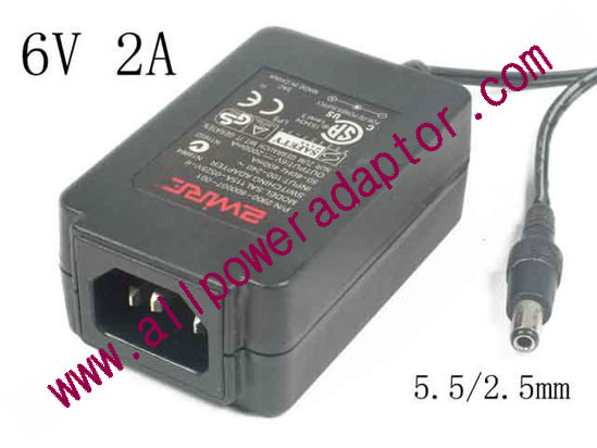2Wire SAL115A-0525V-6 AC Adapter - NEW Original 6V 2A, 5.5/2.5mm, C14, New