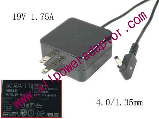 ASUS Common Item (Asus) AC Adapter- Laptop 19V 1.75A, 4.0/1.35mm, US 2P, Z8