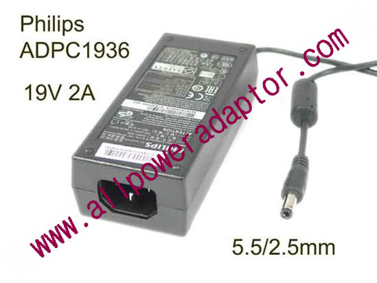 Philips ADPC1936 AC Adapter 19V 2A, 5.5/2.5mm, C14, New