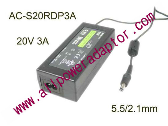 Sony AC Adapter (Sony) AC Adapter 20V 3A, Barrel Tip, 2P