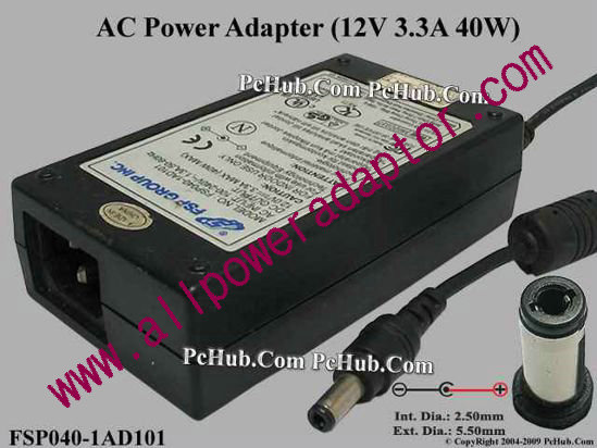 FSP Group Inc FSP040-1AD101 AC Adapter 5V-12V 12V 3.3A, 5.5/2.5mm 12mm, C14