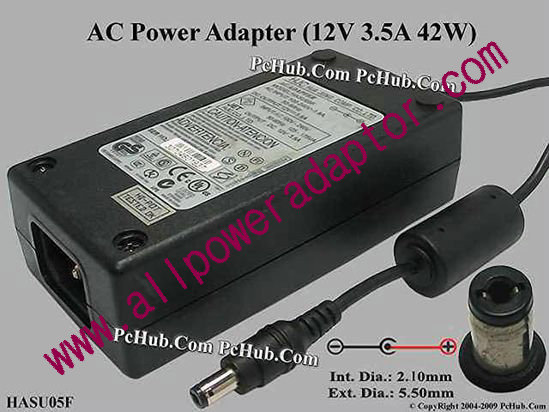 HJC HASU05F AC Adapter 5V-12V 12V 3.5A, 5.5/2.1mm, C14, New