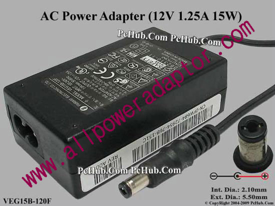 Fairway Electronic AC Adapter 5V-12V 12V 1.25A, 5.5/2.1mm, 2-Prong