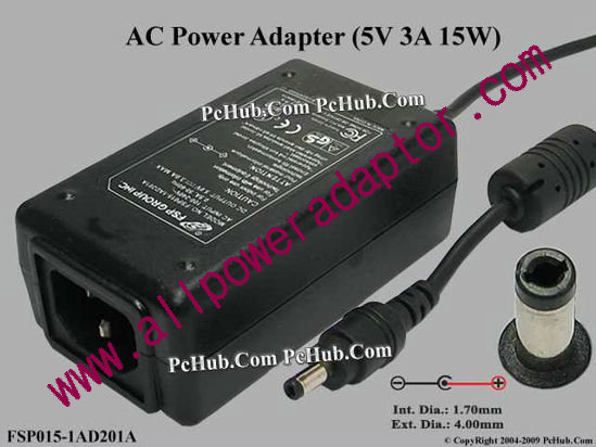 FSP Group Inc FSP015-1AD201A AC Adapter 5V-12V 5V 3A, 4.0/1.7mm, C14