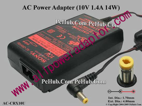 Sony AC-CRX10U AC Adapter 5V-12V 10V 1.4A, Tip A, 2-prong