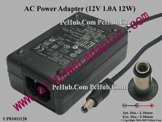 Potrans UP01011120 AC Adapter 5V-12V 12V 1A, 5.5/2.1mm, C14