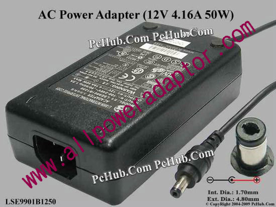Li Shin LSE9901B1250 AC Adapter 5V-12V 12V 4.16A, 1.7/4.8mm, C14