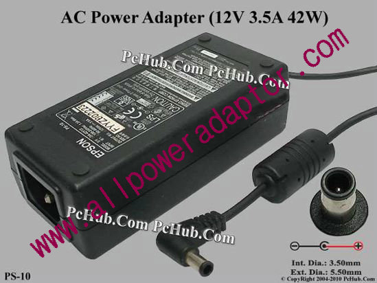 Epson PS-10 AC Adapter 5V-12V 12V 3.5A, 5.5/3.5mm With Pin, C14