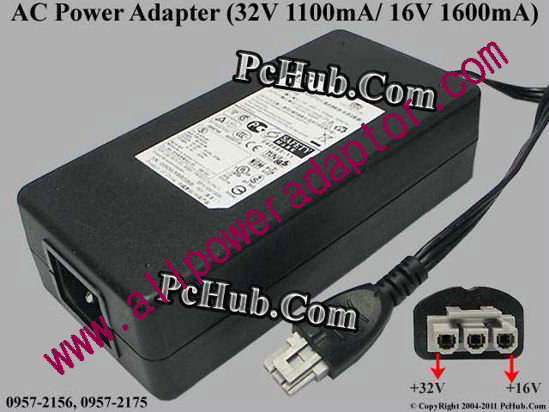 HP AC Adapter 0957-2156, 32V 1.1A, 16V 1.6A, 3-pin, (IEC C14)