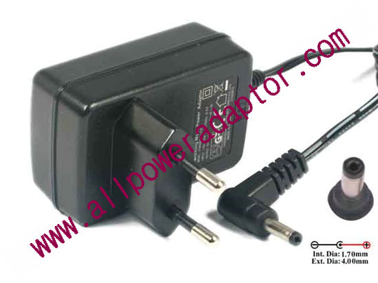 Frecom FM090010-GS AC Adapter 5V-12V 9V 1A, 4.0/1.7mm, EU 2-Pin Plug, New