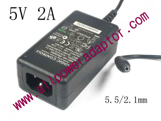 Logic Control SYS1319-1005-T3 AC Adapter 5V-12V 5V 2A, 5.5/2.1mm, C14, New