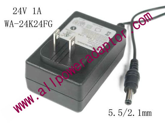 APD / Asian Power Devices WA-24K24FG AC Adapter 24V 1A, 5.5/2.1mm, US 2-Pin Plug, New