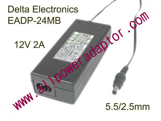 Delta Electronics EADP-24MB A AC Adapter 5V-12V 12V 2A, 5.5/2.5mm, 2-Prong
