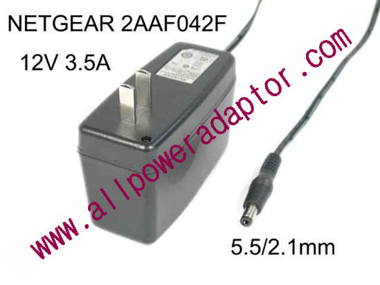 NETGEAR 2AAF042F AC Adapter 5V-12V 12V 3.5A, 5.5/2.1mm, US 2P