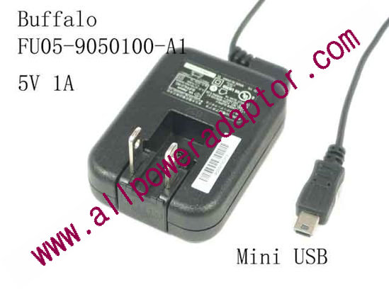 Buffalo FU05-9050100-A1 AC Adapter 5V-12V FU05-9050100-A1 , 5V 1A, Mini USB, US 2-Pin Plug,