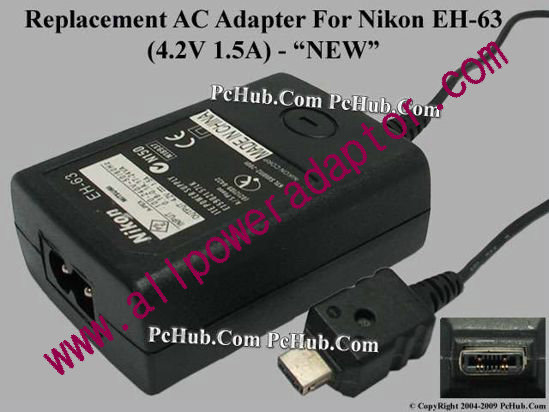 AOK For Nikon Camera- AC Adapter EH-63, 4.2V 1.5A, (2-prong)