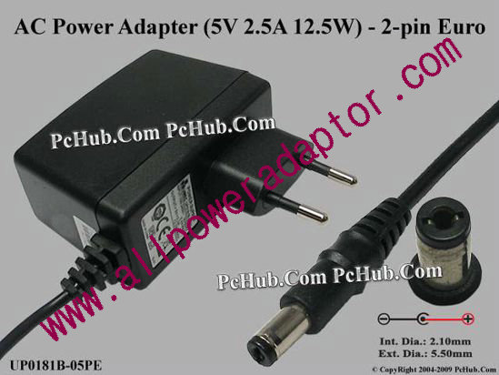UMEC UP0181B-05PE AC Adapter 5V-12V 5V 2.5A, 5.5/2.1mm, EU 2-Pin