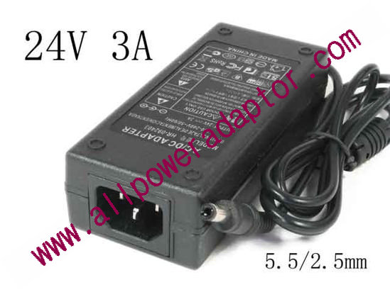 OEM Power AC Adapter - Compatible HR-092403, 24V 3A, 5.5/2.5mm, C14, New
