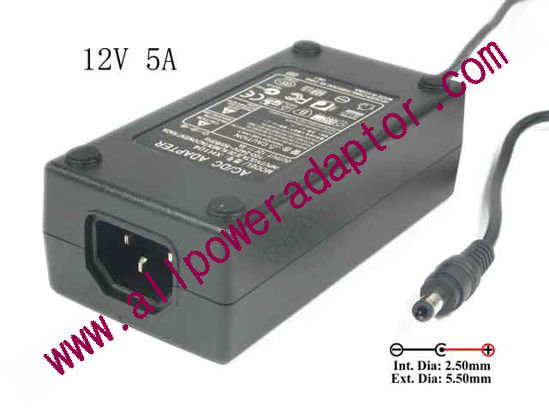 OEM Power AC Adapter - Compatible XH104, 12V 5A 5.5/2.5mm, C14, New