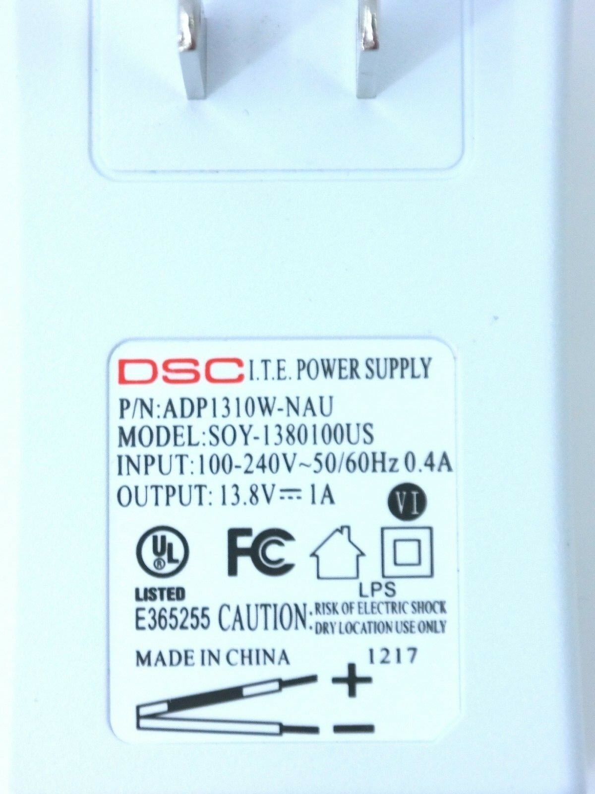NEW 13.8V 1A DSC ADP1310W-NAU SOY-1380100US AC Adapter