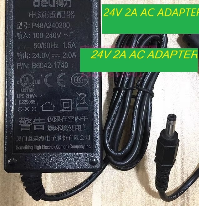 *Brand NEW*deli P48A240200 24V 2A AC ADAPTER Power Supply
