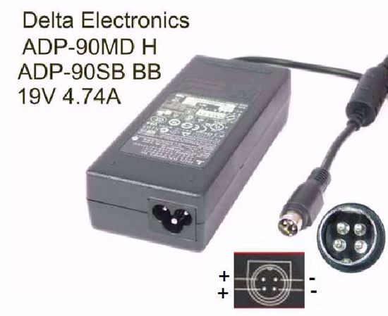 *Brand NEW*13V-19V AC Adapter Delta Electronics ADP-90MD H 19V 4.74A, 4P P3&4=V+ , 3-Prong POWER Supply