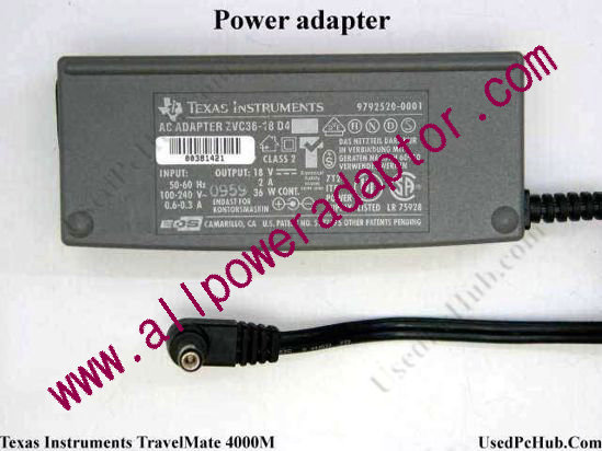 Texas Instruments TravelMate 4000M AC Adapter