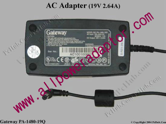 Gateway Common Item (Gateway) AC Adapter- Laptop PA-1480-19Q