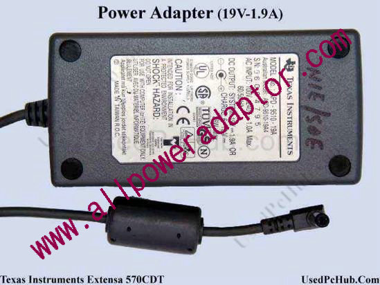 Texas Instruments Common Item AC Adapter APD-9510-19A