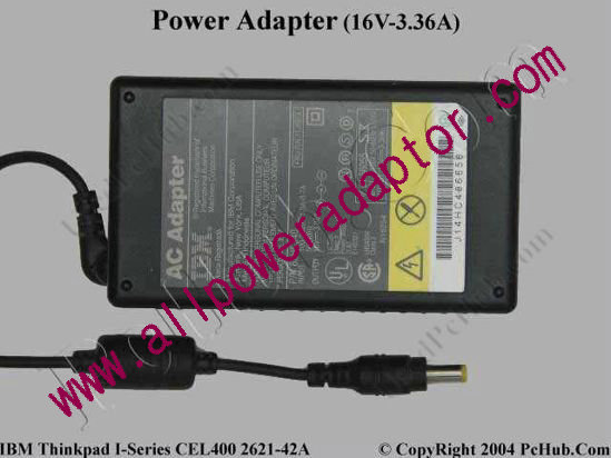 IBM Thinkpad Series AC Adapter- Laptop 02K6497, 11J8956, 16V 3.36A, Tip C (2-prong)