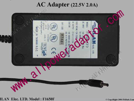 ILAN F1650F AC Adapter- Laptop 22.5V 2.0A
