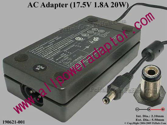 Compaq Common Item (Compaq) AC Adapter- Laptop 190621-001, 17.5V 1.8A, Tip B