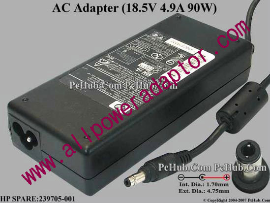 Compaq Common Item (Compaq) AC Adapter- Laptop 18.5V 4.9A, 4.75/1.7mm, 3-Prong