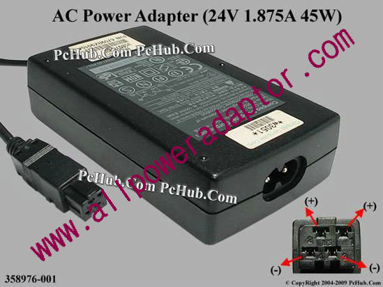 Compaq Common Item (Compaq) AC Adapter- Laptop 358976-001, 24V 1.875A, 4-pin