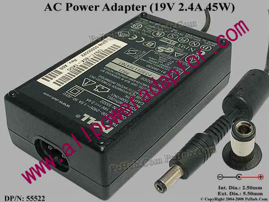 Dell Common Item (Dell) AC Adapter- Laptop 19V 2.4A, 5.5/2.5mm, 2-Prong
