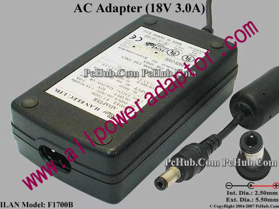 ILAN F1700B AC Adapter- Laptop 18V 3A, Tip C - Click Image to Close